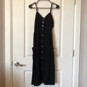 Black button up midi dress